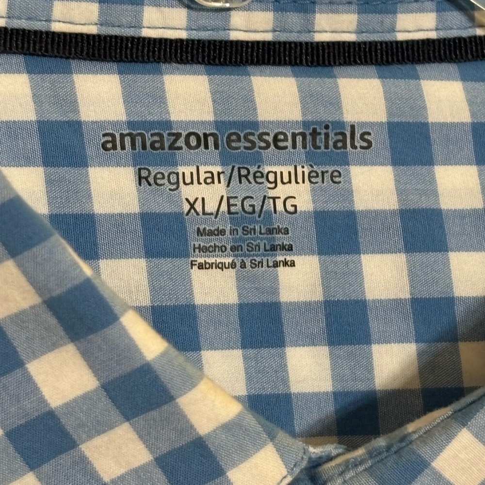 Amazon Essentials Blue and White Gingham Casual Button Down Shirt Regular Sz XL - Picture 4 of 7